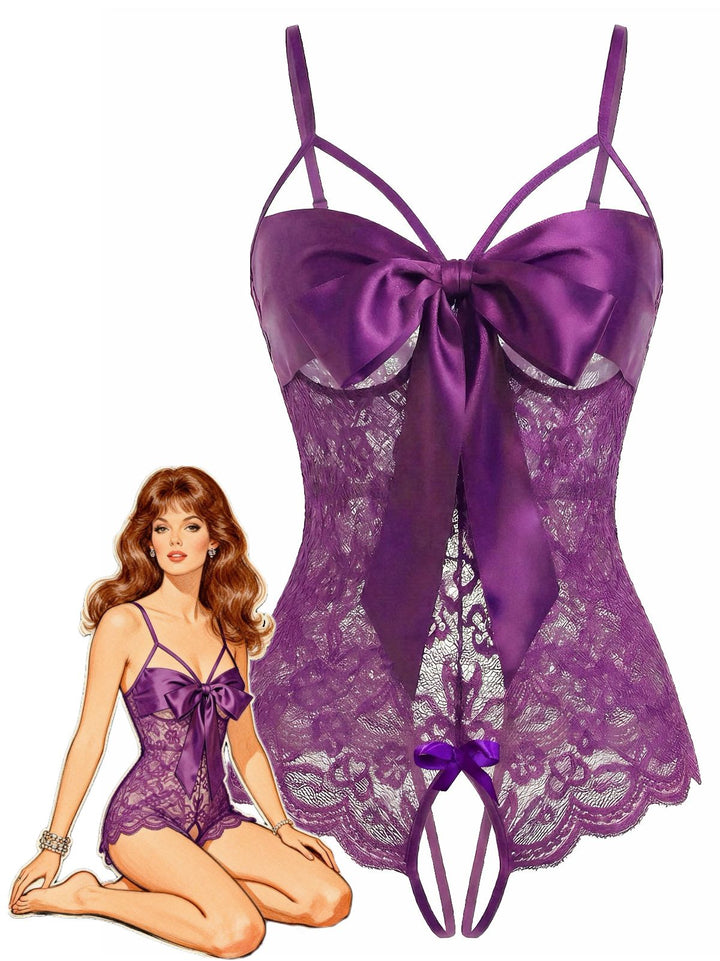 -Lace-Satin-Bow-Adjustable-Straps-Lingerie, vintage, retro, lace