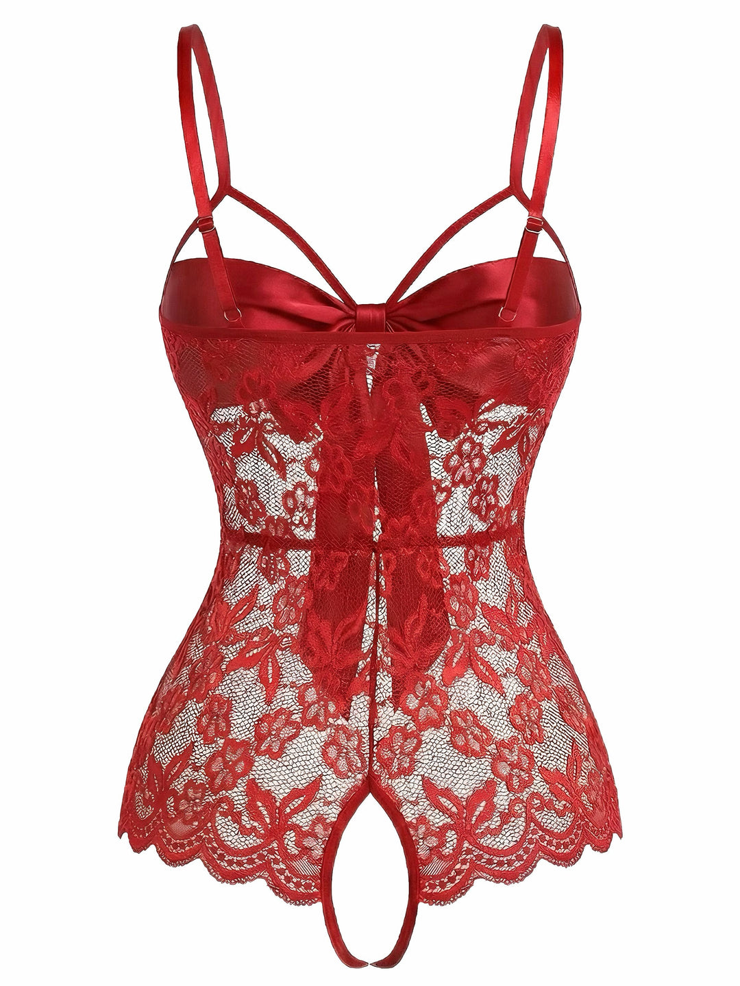Lace Satin Bow Adjustable Straps Lingerie - vintage fashion, retro style