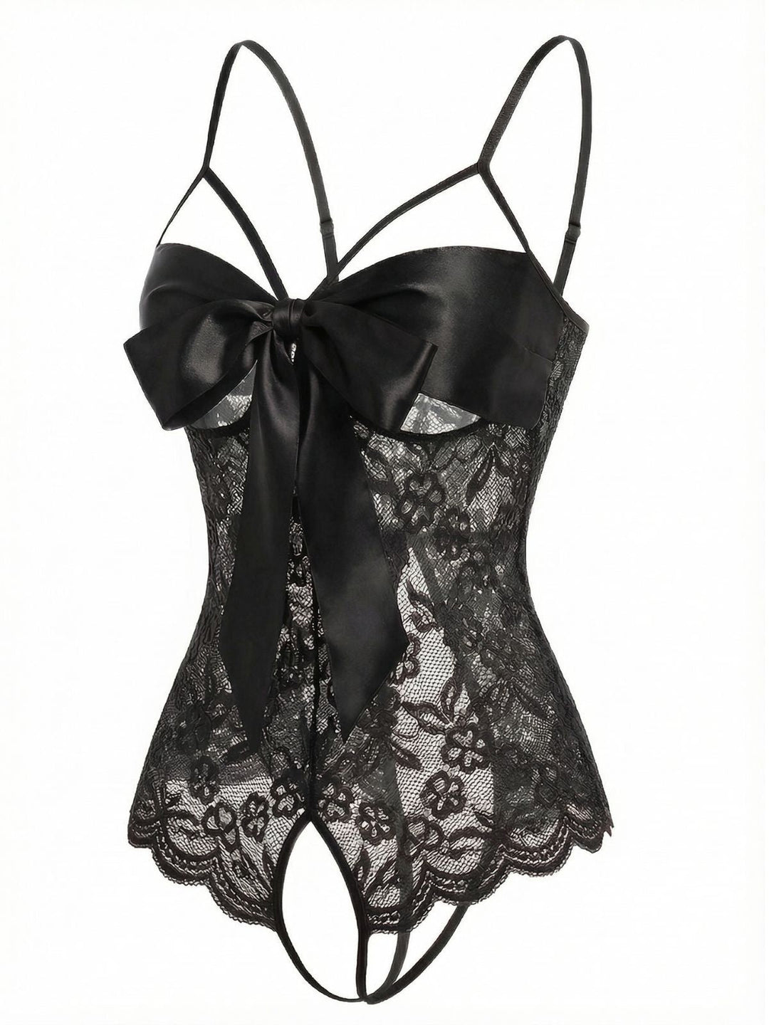 [Pre-Sale] Black Lace Satin Bow Adjustable Straps Lingerie, vintage fashion, retro style - perfect for women who love vintage and retro fashion