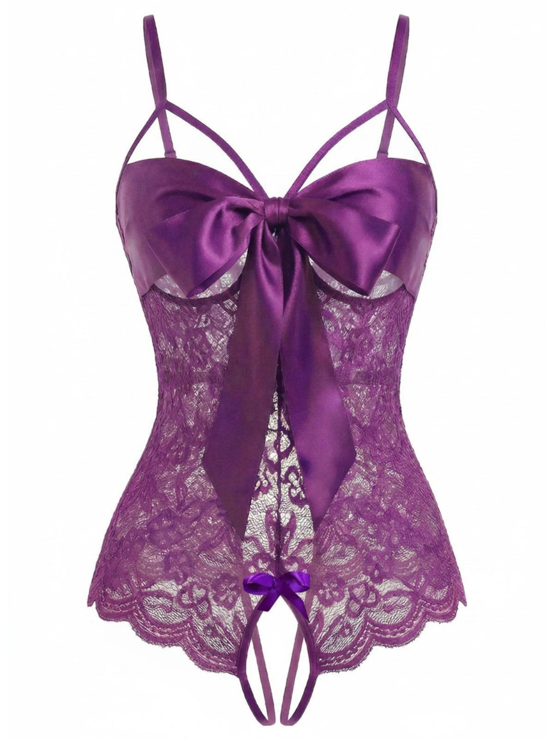 Lace Satin Bow Adjustable Straps Lingerie - vintage fashion, retro style