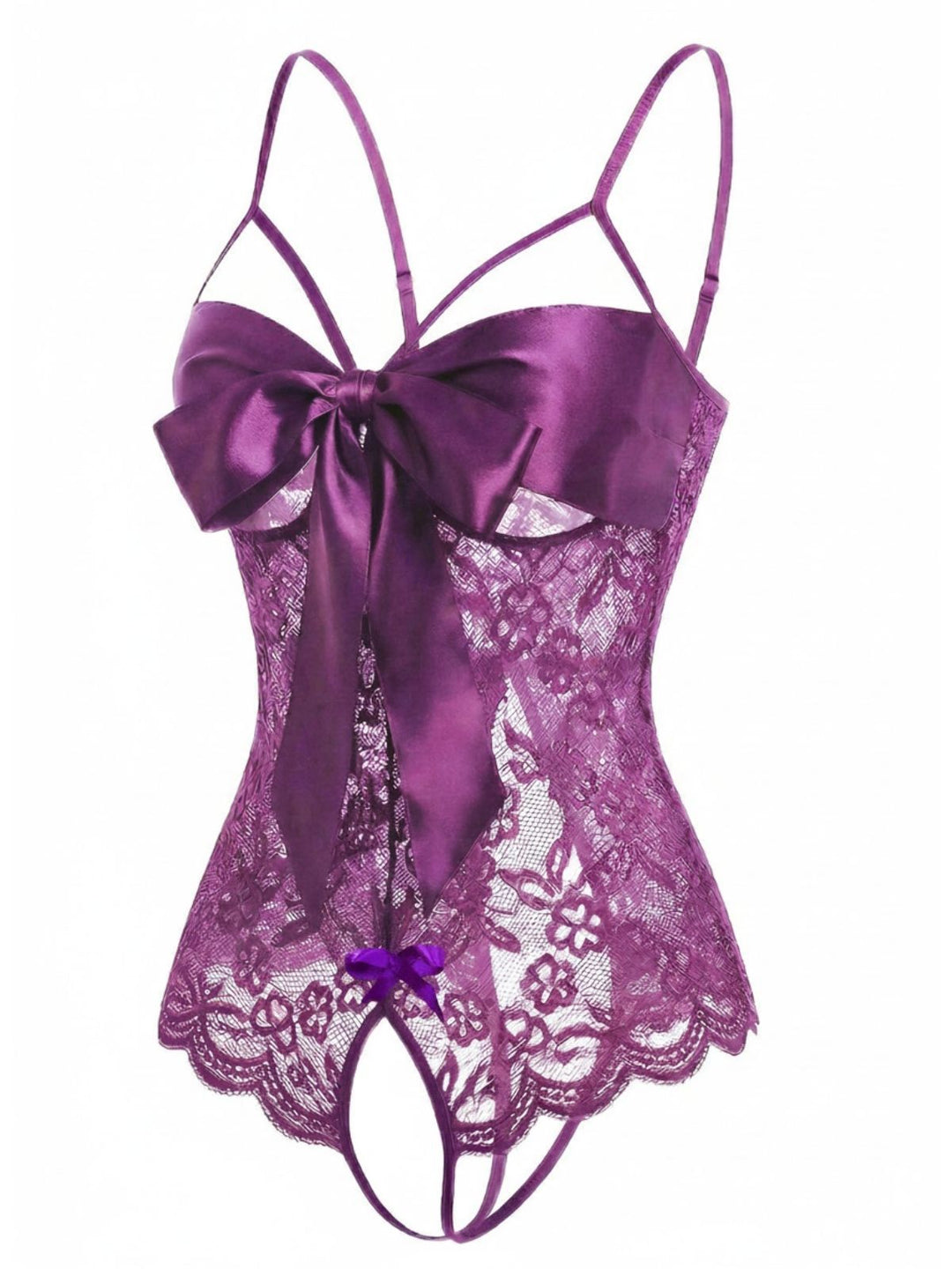 Lace Satin Bow Adjustable Straps Lingerie - vintage fashion, retro style