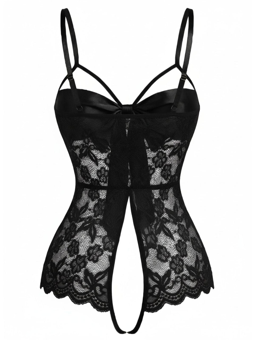 Lace Satin Bow Adjustable Straps Lingerie - vintage fashion, retro style