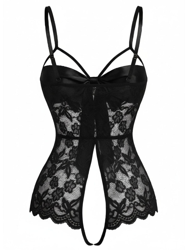 Lace Satin Bow Adjustable Straps Lingerie - vintage fashion, retro style