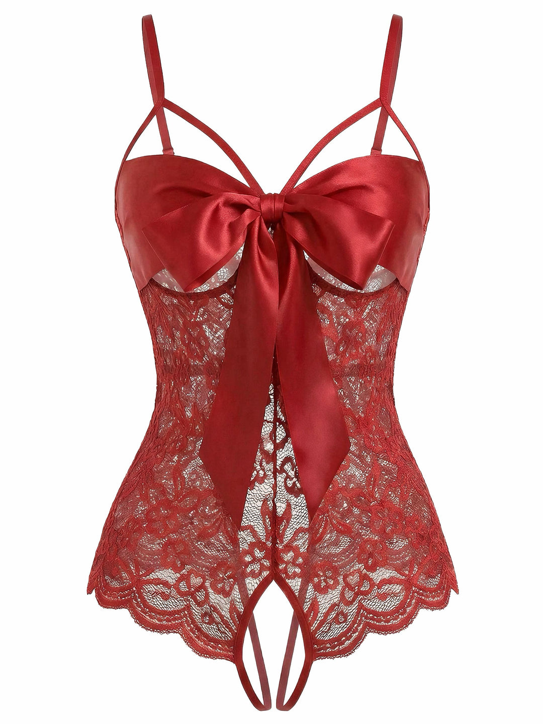Lace Satin Bow Adjustable Straps Lingerie - vintage fashion, retro style