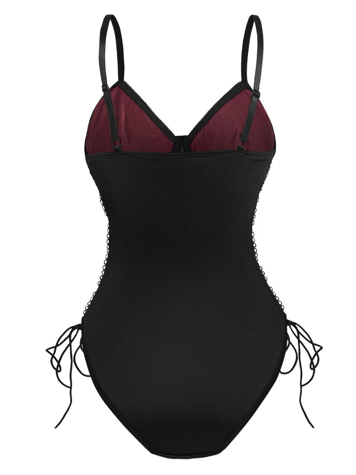 1970s Lace Spiderweb Punk Underwire Shapewear Bodysuit - vintage fashion, retro style