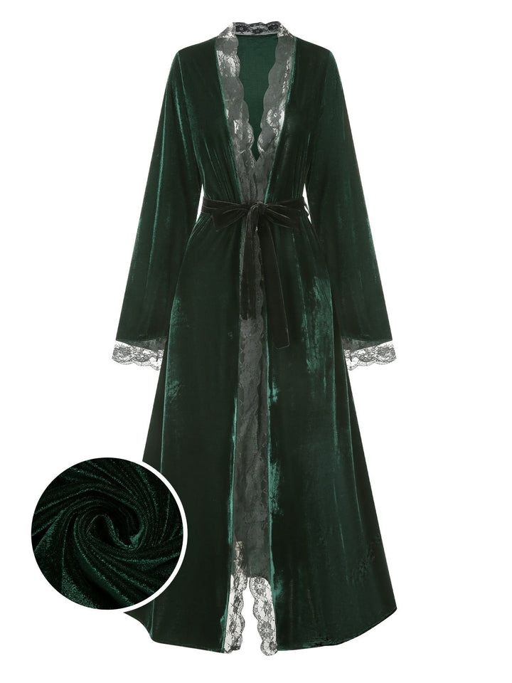 Lace Trim Velvet Lounge | | vintage fashion, retro style