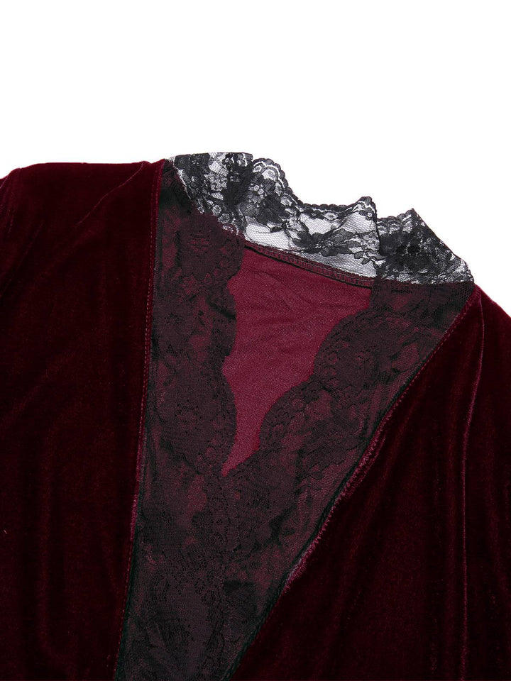 Lace Trim Velvet Lounge | | vintage fashion, retro style