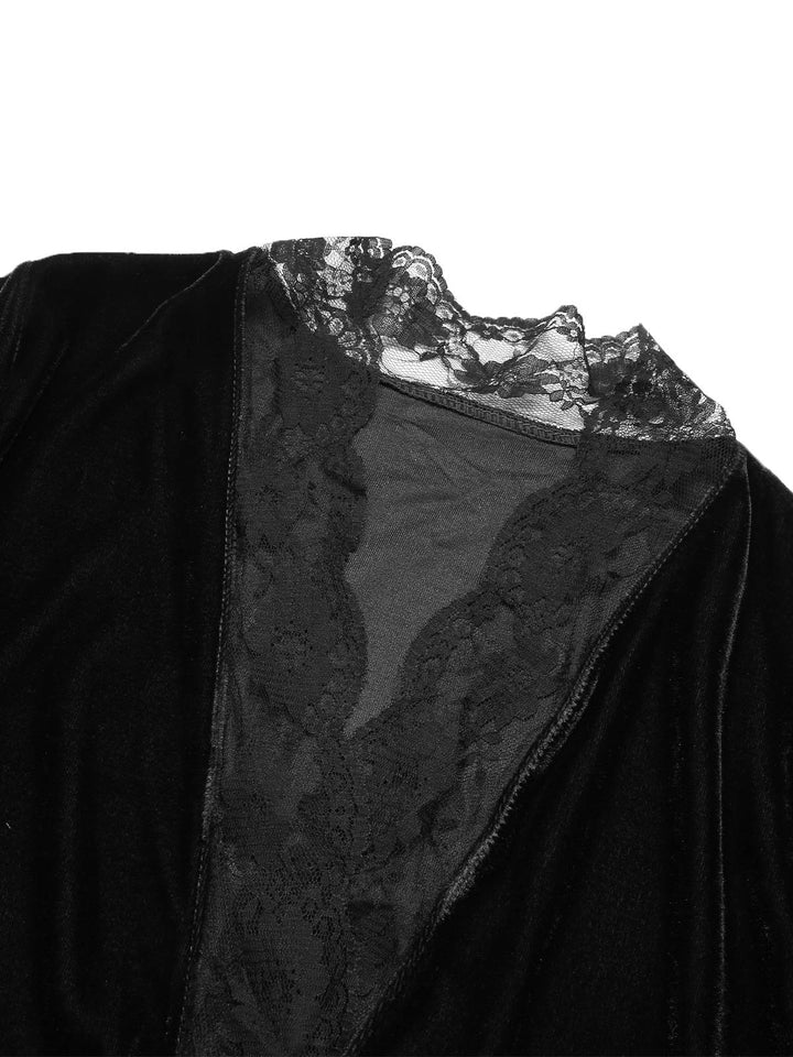 Lace Trim Velvet Lounge | | vintage fashion, retro style