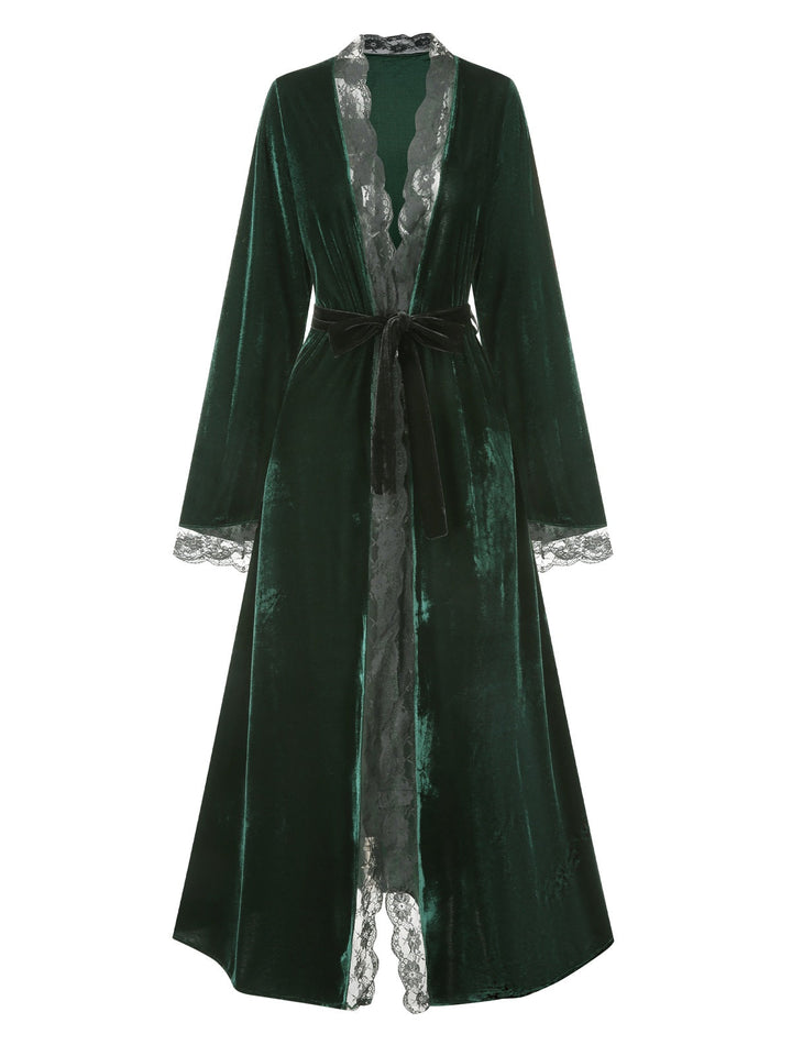 Lace Trim Velvet Lounge | | vintage fashion, retro style