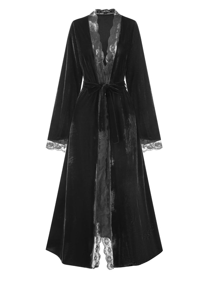 Lace Trim Velvet Lounge | | vintage fashion, retro style
