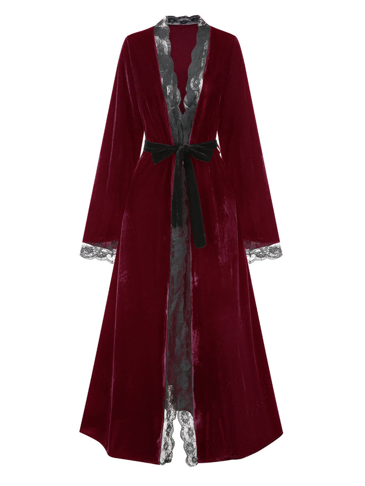 Lace Trim Velvet Lounge | | vintage fashion, retro style