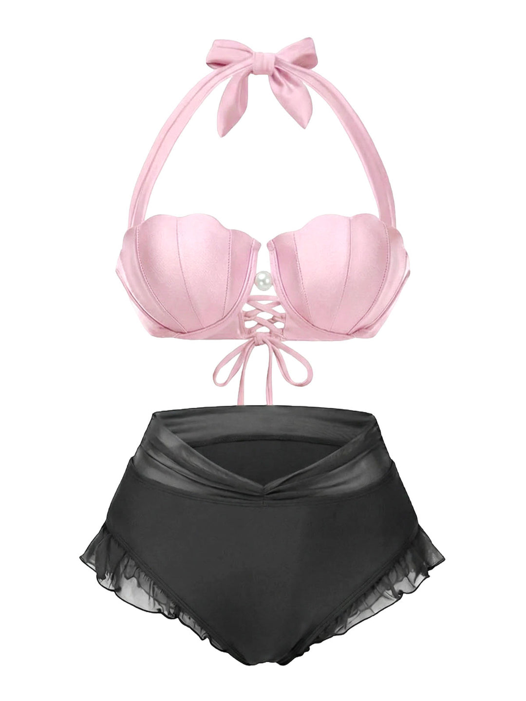 1970s Mermaid Shell Halter Bikini Set - vintage fashion, retro style