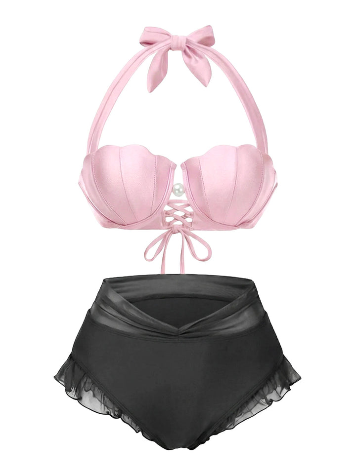 1970s Mermaid Shell Halter Bikini Set - vintage fashion, retro style