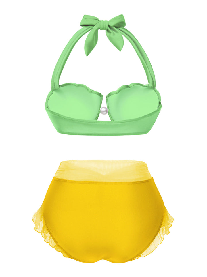 1970s Mermaid Shell Halter Bikini Set, classic vintage style summer beach collection