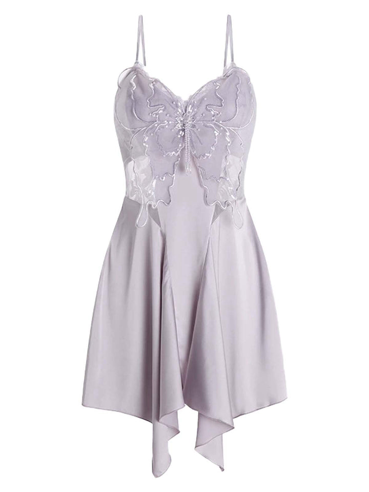 Lavender Lace Patchwork Stitching Butterfly Nightgown - vintage nightgown, retro sleepwear