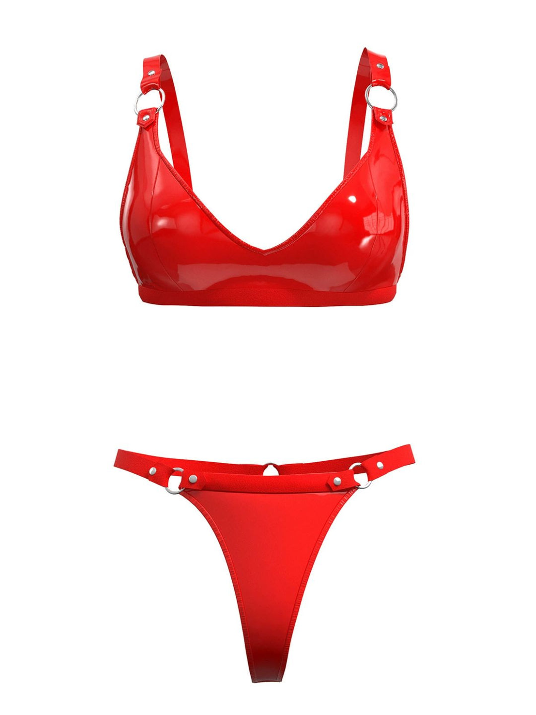 Patent Leather Punk Style Bra & Thong - vintage fashion, retro style