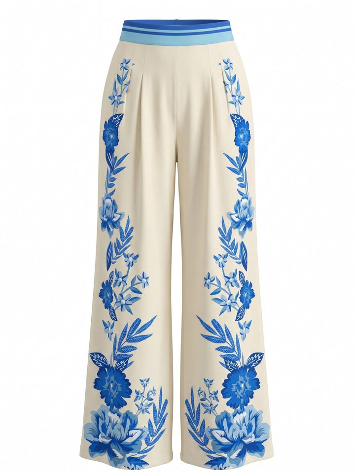 1970s Print High Waist Wide Leg Pants 3