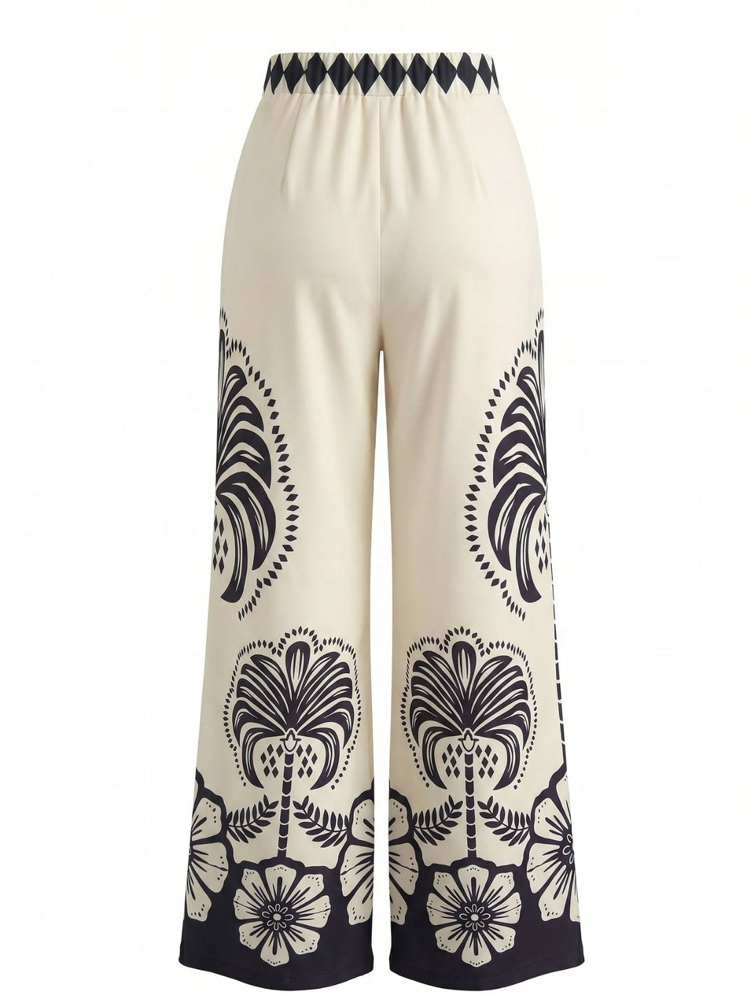 1970s Print High Waist Wide Leg Pants 2