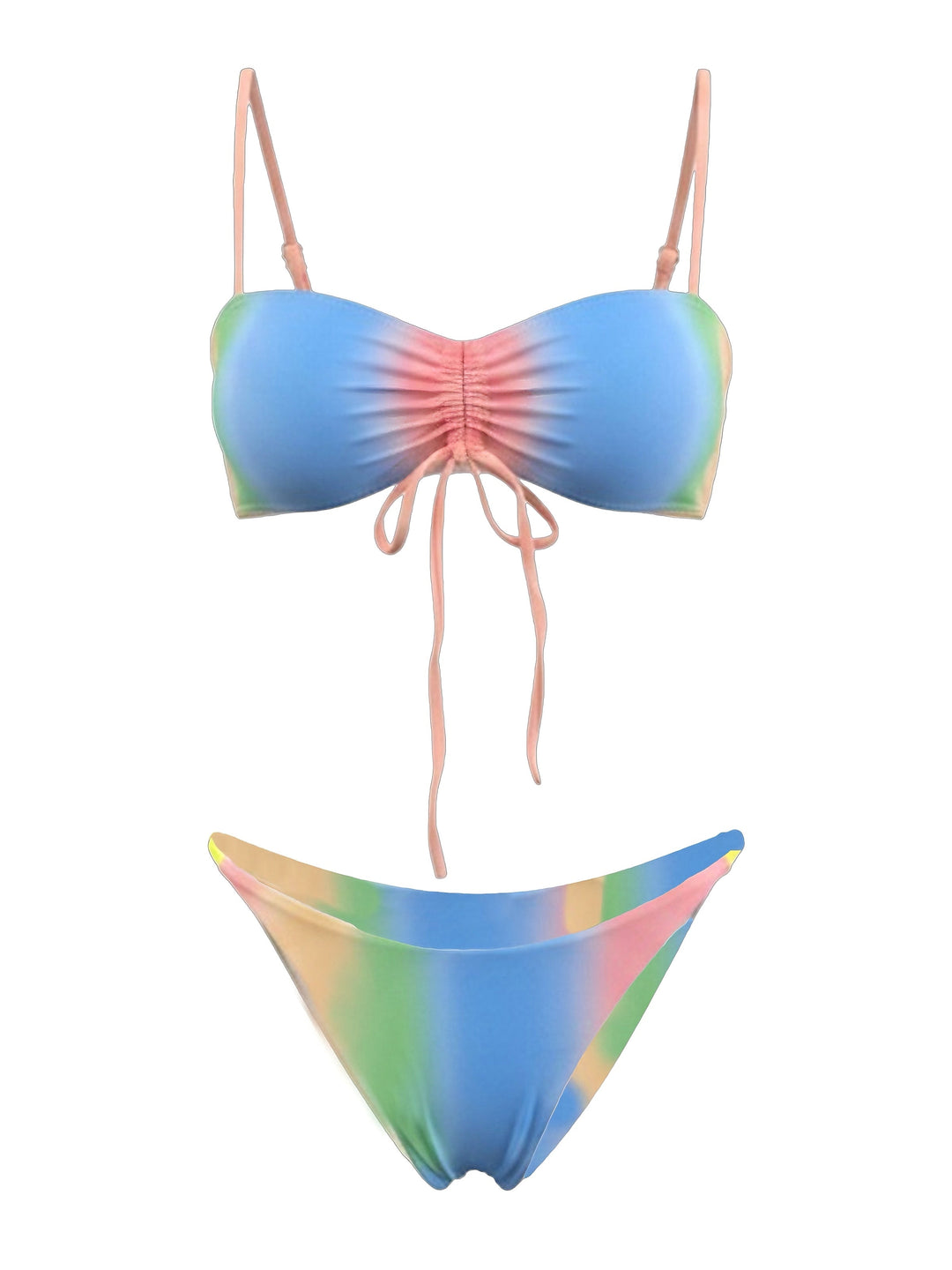 Rainbow Gradient High Waist Bikini Set, vintage swimsuit, swimwear - perfect for women who love vintage and retro fashion