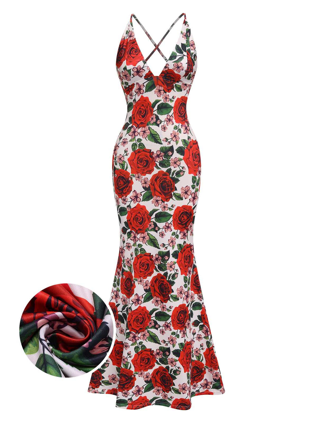 She slips into this 1970s Rose Halter Backless Dress and suddenly it&