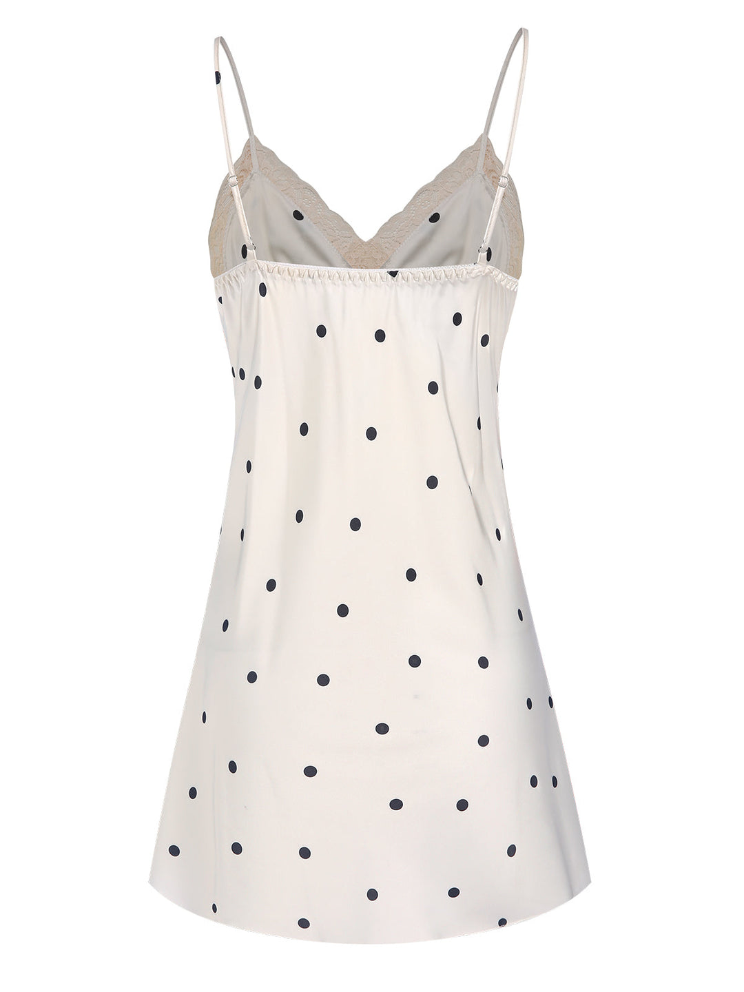 Satin Polka Dot Lace Silk Nightdress, vintage dress, retro fashion, lace detail - perfect for women who love vintage and retro fashion