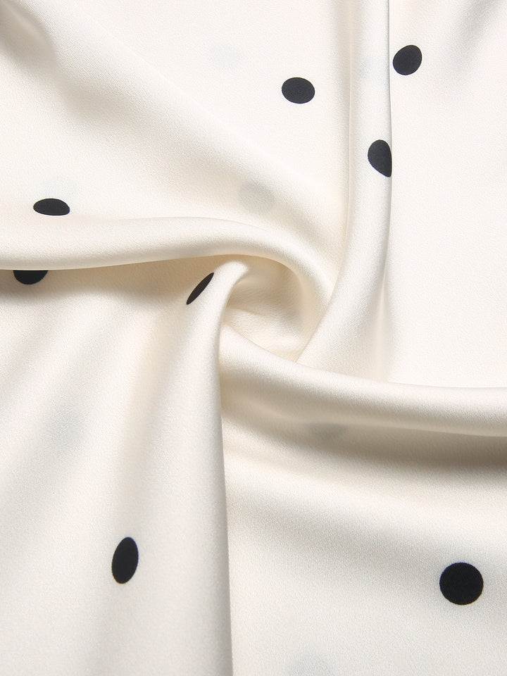 Satin Polka Dot Lace Silk Nightdress, vintage dress, retro fashion, lace detail - perfect for women who love vintage and retro fashion