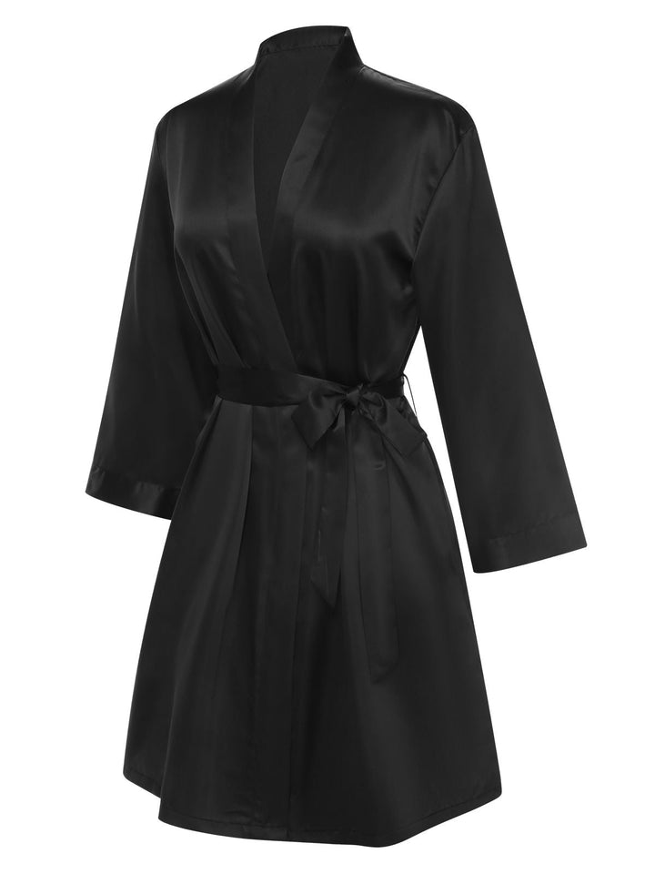 She adds this Satin Solid Belted Robes and suddenly it&