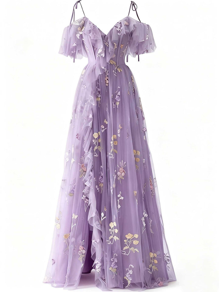 1970s Slip Floral Embroidered Mesh Slit Dress - vintage dress, retro fashion for women