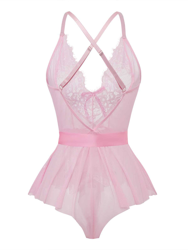 Slip Floral Lace Bow Nightgown - vintage nightgown, retro sleepwear