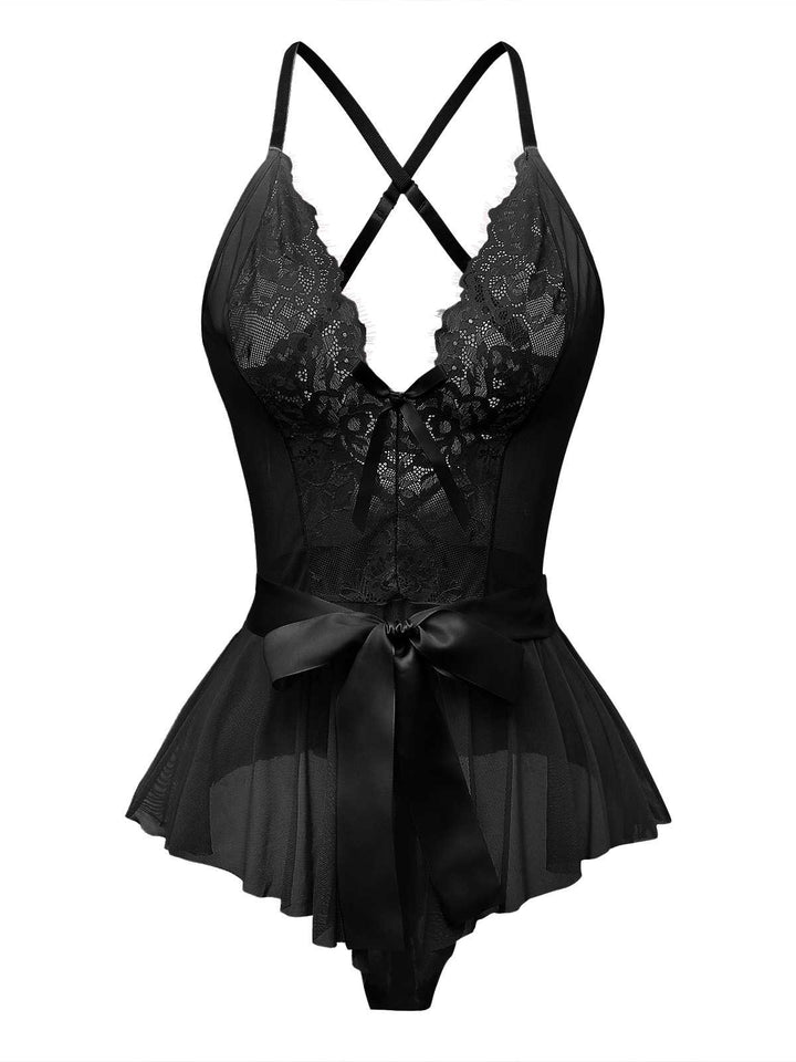 Slip Floral Lace Bow Nightgown - vintage nightgown, retro sleepwear