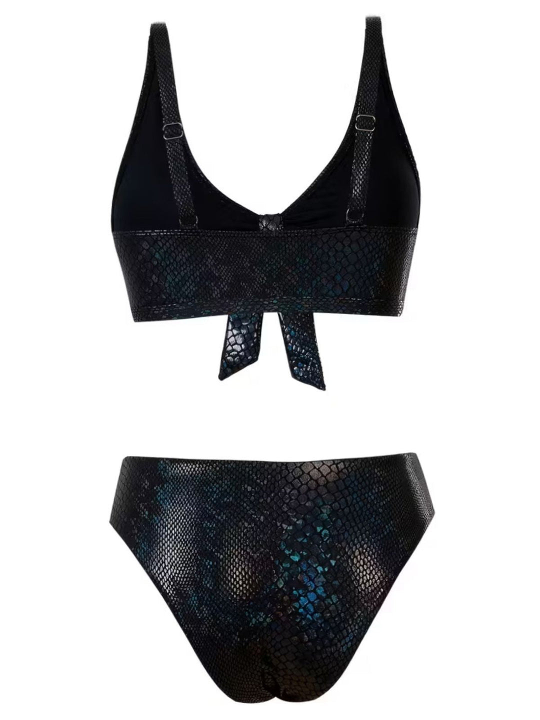 1970s Snakeskin Metallic Tie-Front Bikini Set - vintage fashion, retro style