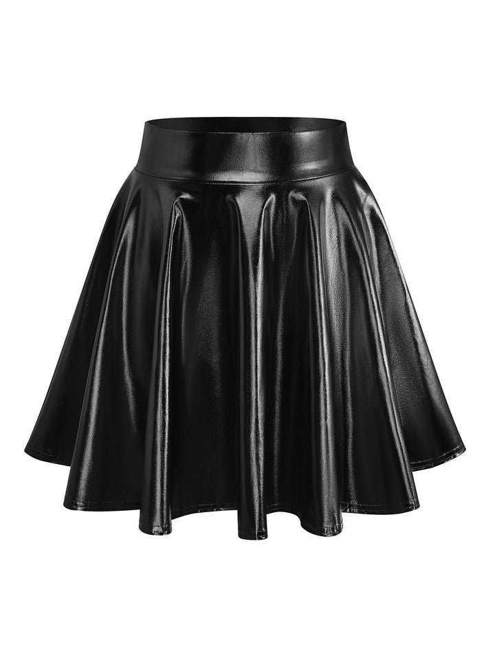 1970s Solid Disco Metallic Pleated Skirt - vintage skirt, retro style