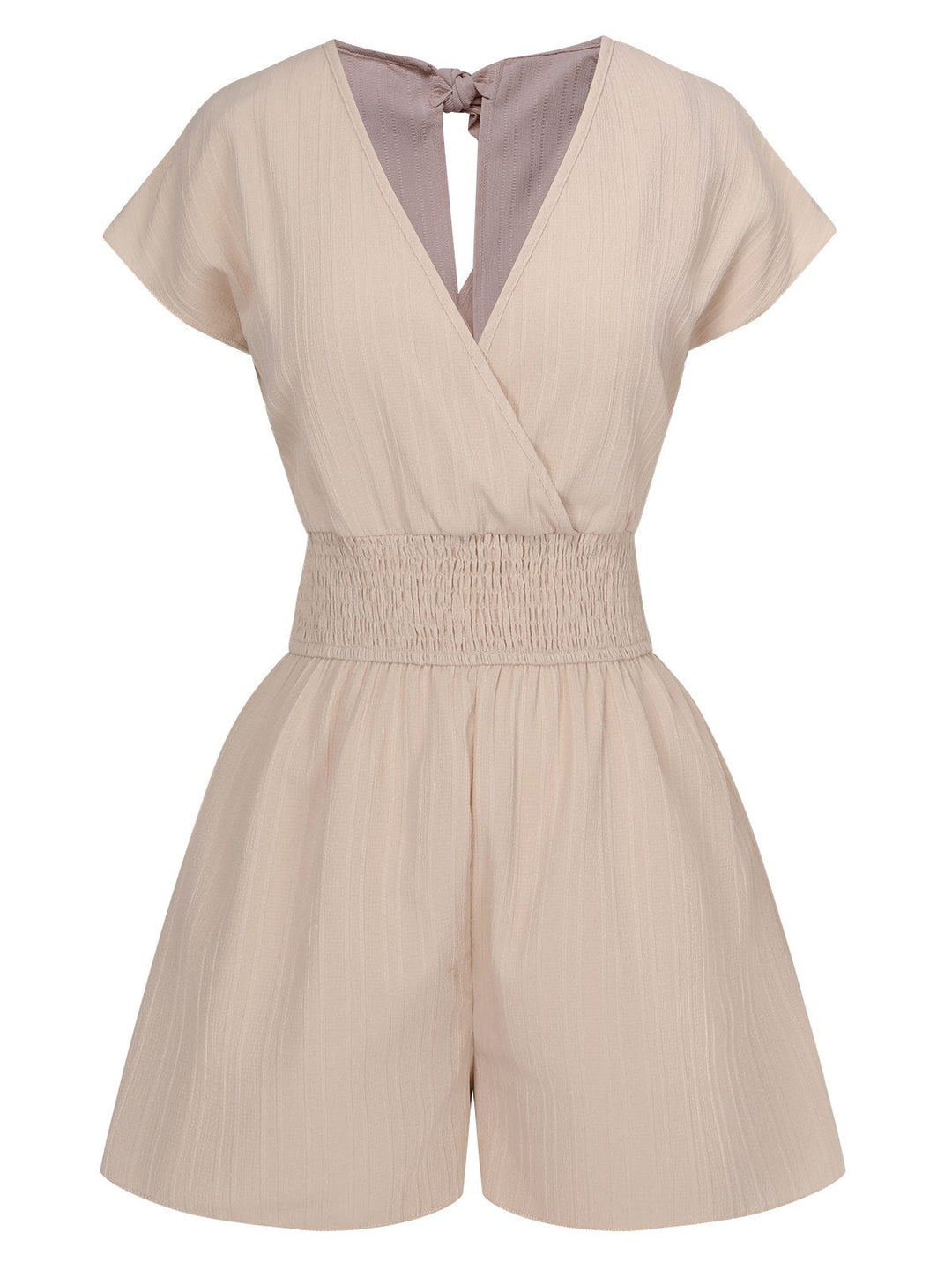 1970s Solid Elastic Waist Wrap V-Neck Romper, vintage romper, retro jumpsuit - perfect for women who love vintage and retro fashion