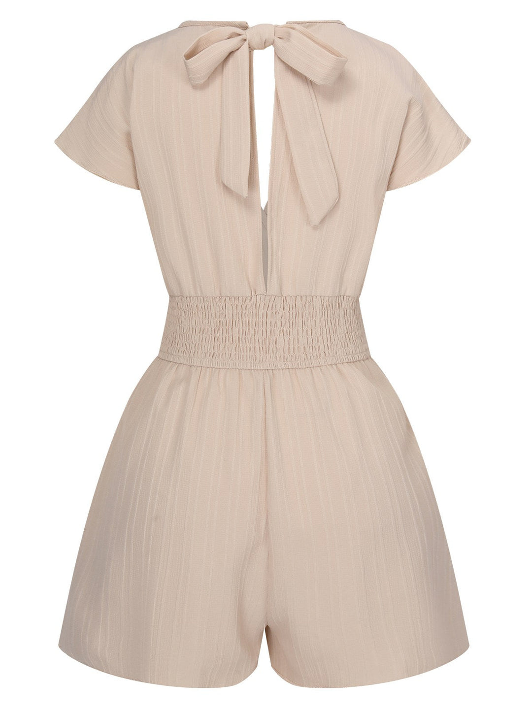 1970s Solid Elastic Waist Wrap V-Neck Romper, vintage romper, retro jumpsuit - perfect for women who love vintage and retro fashion