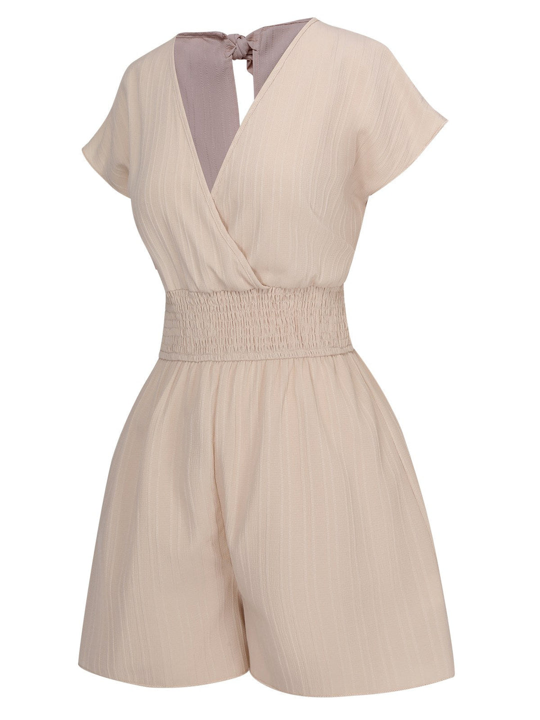 1970s Solid Elastic Waist Wrap V-Neck Romper, vintage romper, retro jumpsuit - perfect for women who love vintage and retro fashion