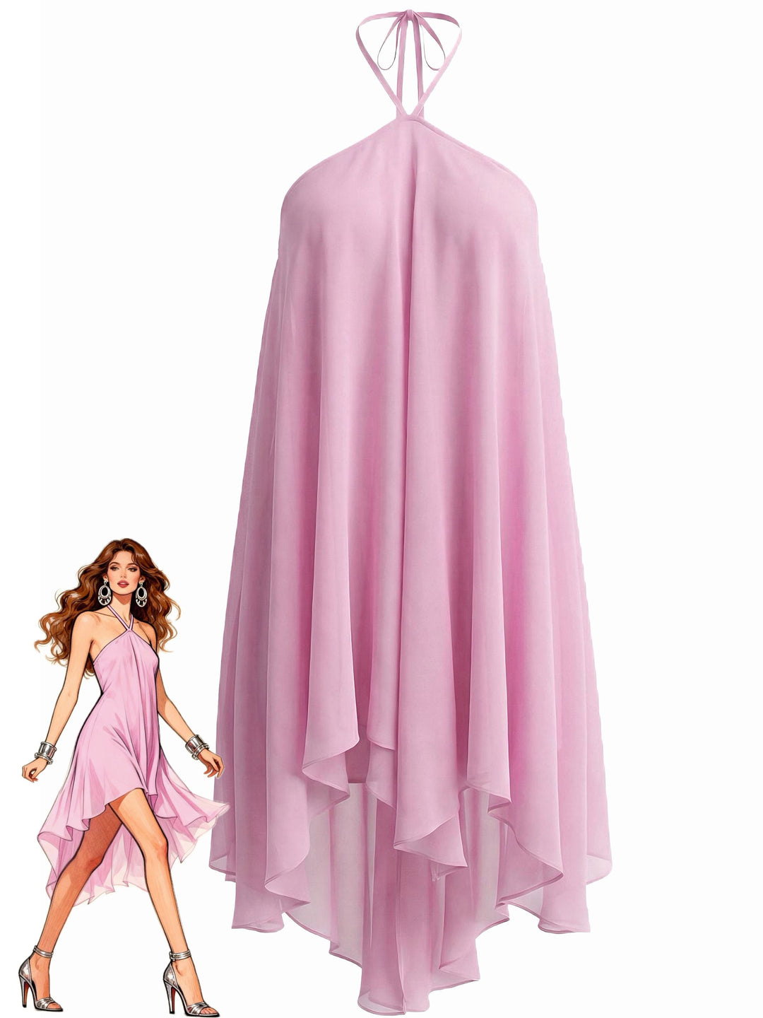 Solid Multi-Layer Chiffon Bind Babydoll Dress - vintage dress, retro fashion