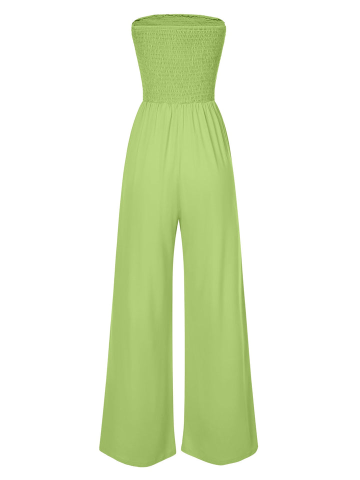 1970s Solid Sleeveless Smocked Bandeau Jumpsuit, vintage romper, retro jumpsuit - perfect for women who love vintage and retro fashion