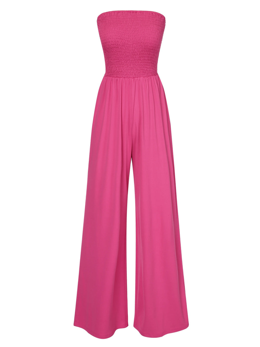 1970s Solid Sleeveless Smocked Bandeau Jumpsuit: timeless 1970s elegance she makes her own