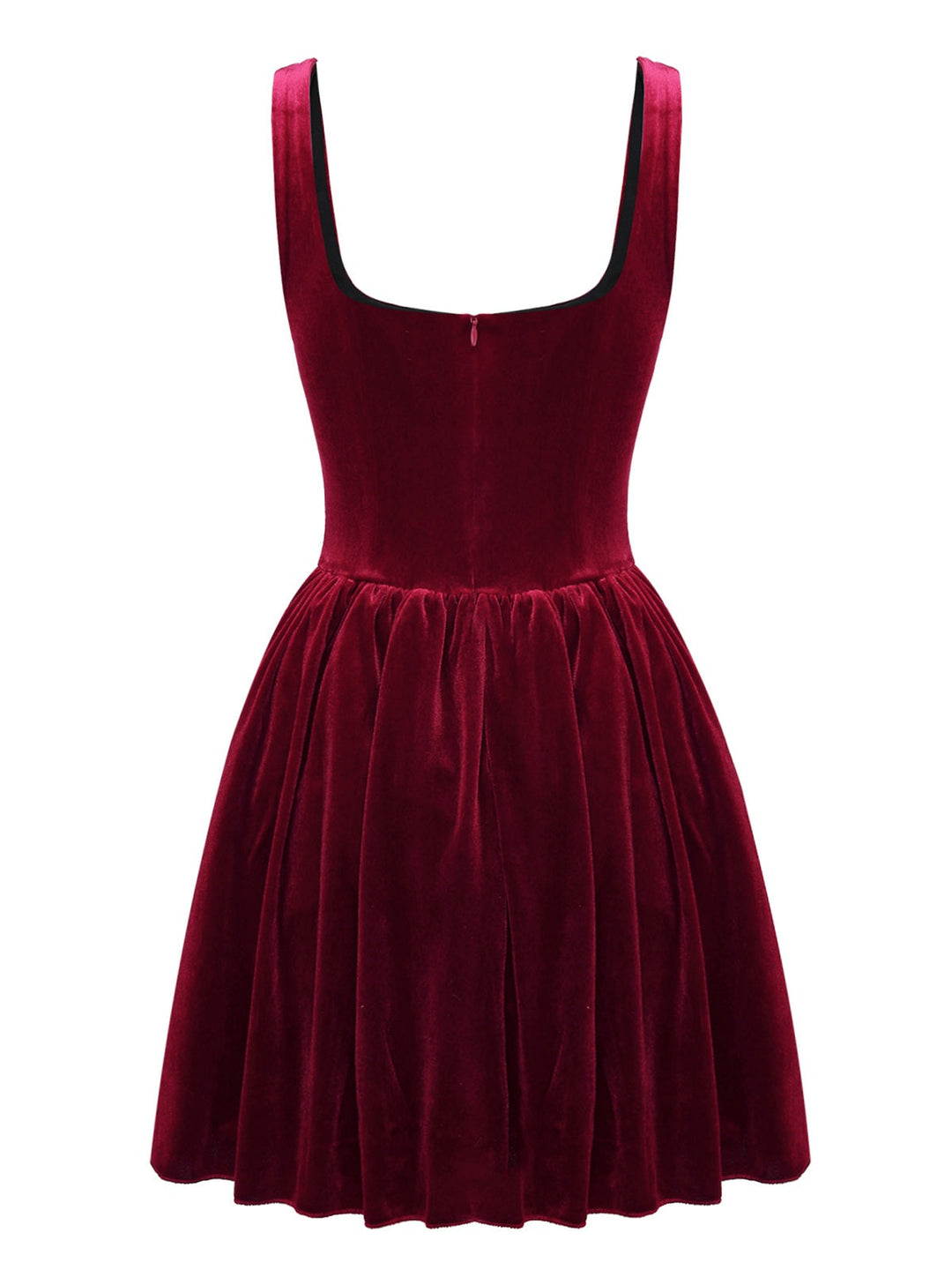 1970s Solid Square Neck Velvet Mini Dress - vintage dress, retro fashion