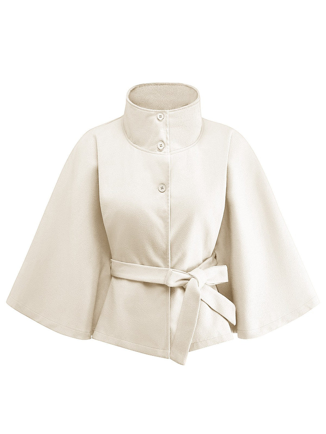 1970s Solid Turtlenecck Belted Cloak Jacket - vintage fashion, style