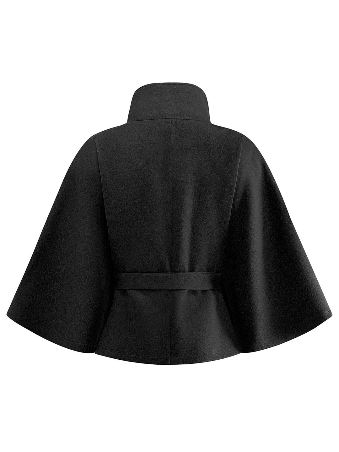 1970s Solid Turtlenecck Belted Cloak Jacket - vintage fashion, style