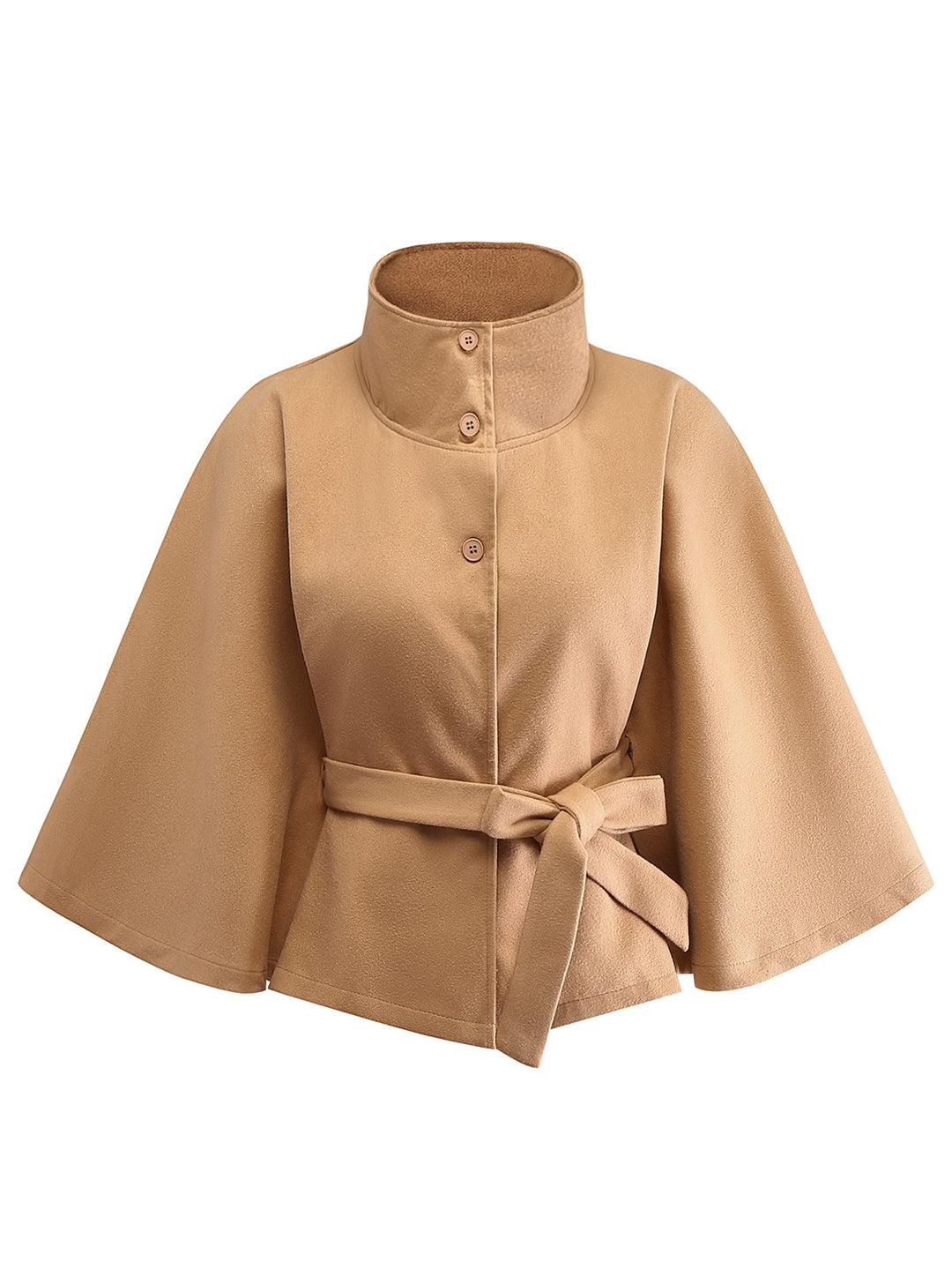 1970s Solid Turtlenecck Belted Cloak Jacket - vintage fashion, style