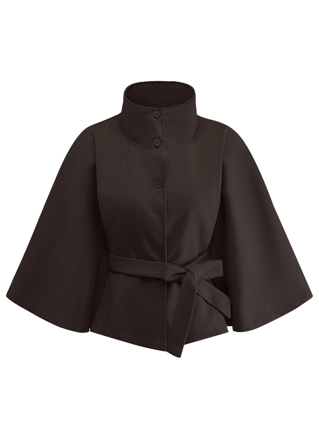 1970s Solid Turtlenecck Belted Cloak Jacket - vintage fashion, style