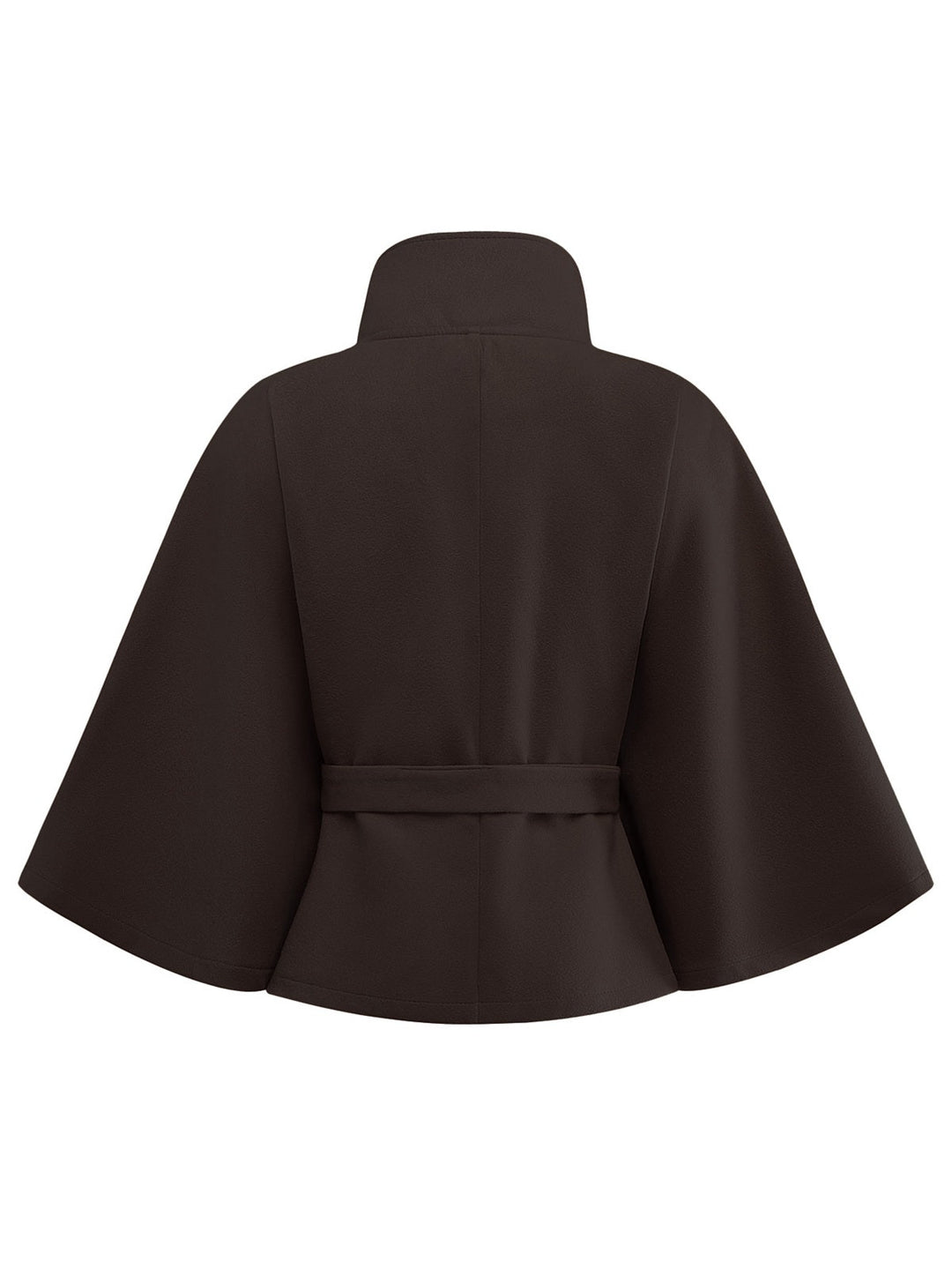 1970s Solid Turtlenecck Belted Cloak Jacket - vintage fashion, style