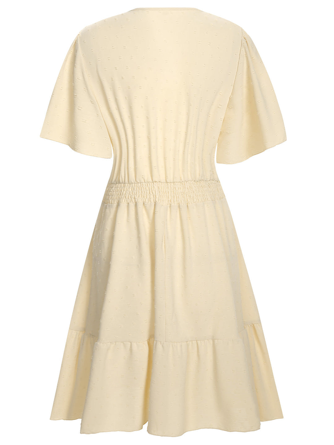 1970s Solid V-Neck Splicing Lace Flare Dress — the kind of 1970s dress that makes strangers smile