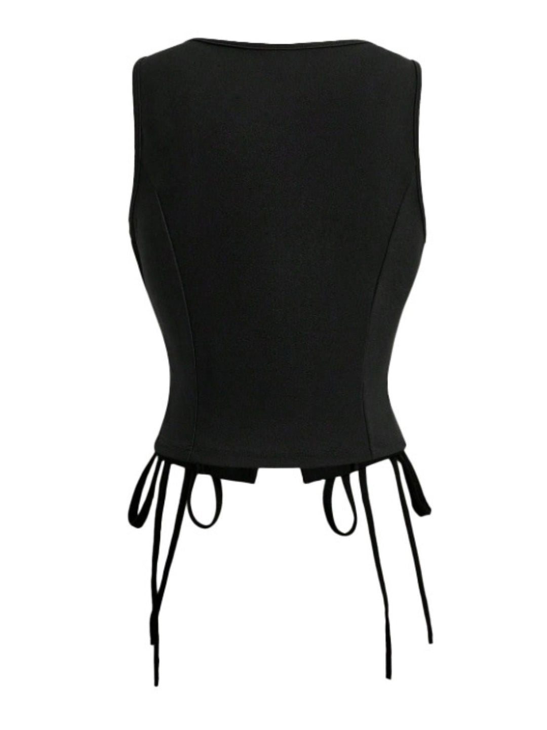 1970s Solid Waist-Tie V-Neck Vest - vintage fashion, retro style