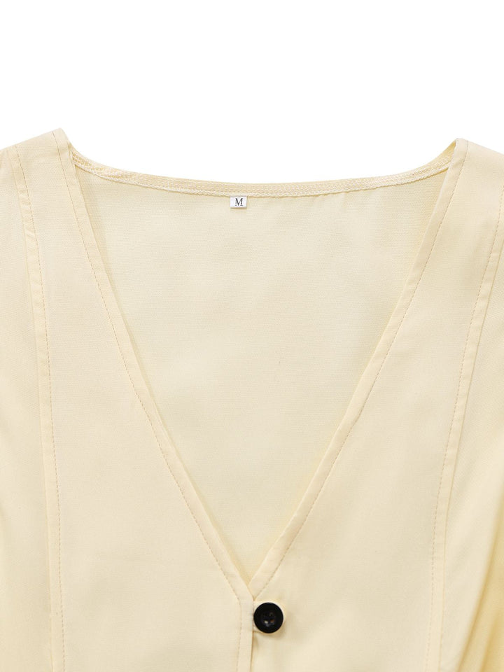 1970s Solid Waist-Tie V-Neck Vest - vintage fashion, retro style