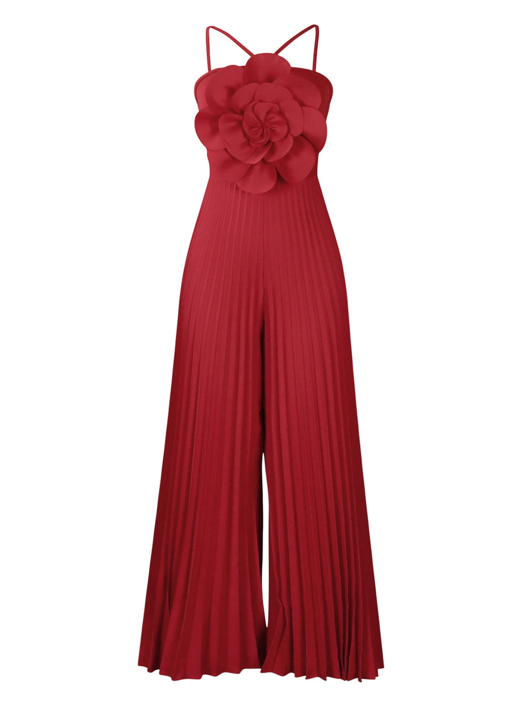 1970s Spaghetti Strap 3D Solid Jumpsuit - vintage jumpsuit, retro fashion
