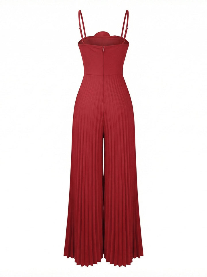 1970s Spaghetti Strap 3D Solid Jumpsuit - vintage jumpsuit, retro fashion