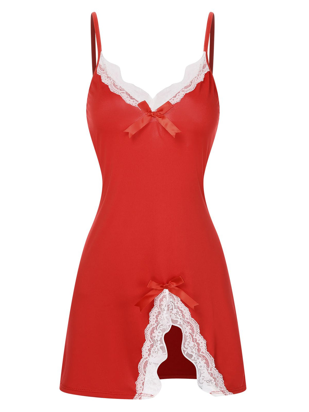 Spaghetti Strap Bow Lace Patchwork Nightgown — the kind of dress that makes strangers smile